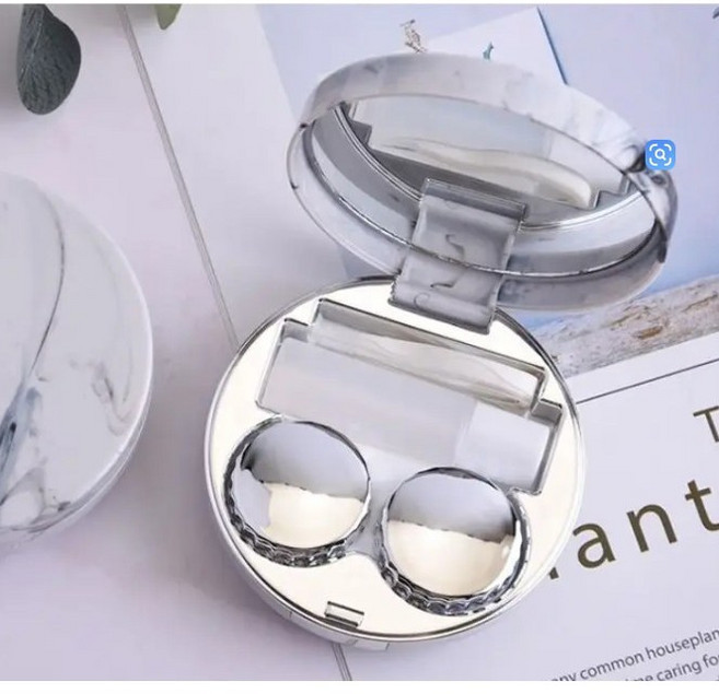 비엘스키 렌즈케이스 렌즈통 하드렌즈 렌즈 세척, 1개, 실버 GD03087