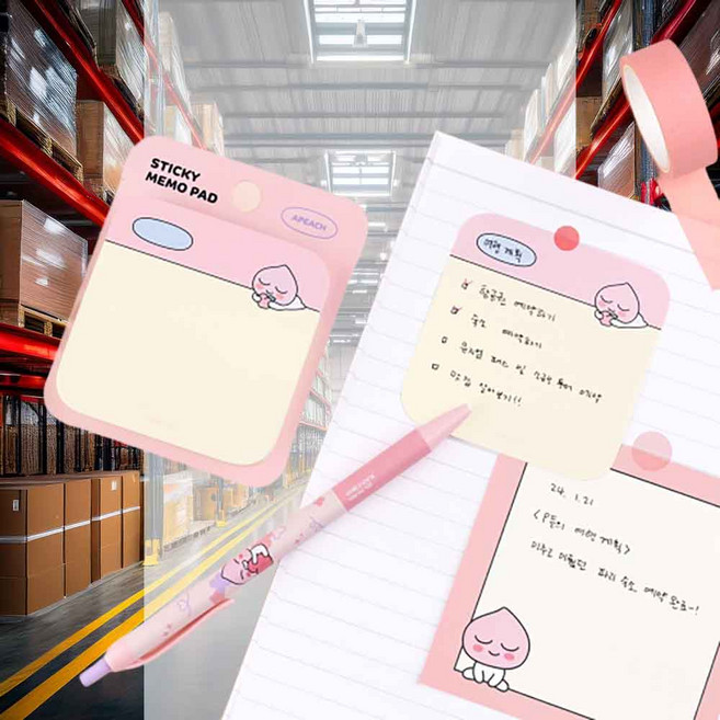 라운드 점착메모지 어피치 1개입 카카오프렌즈 점착메모종이 다양한색상 인덱스탭 간단한메모 책갈피