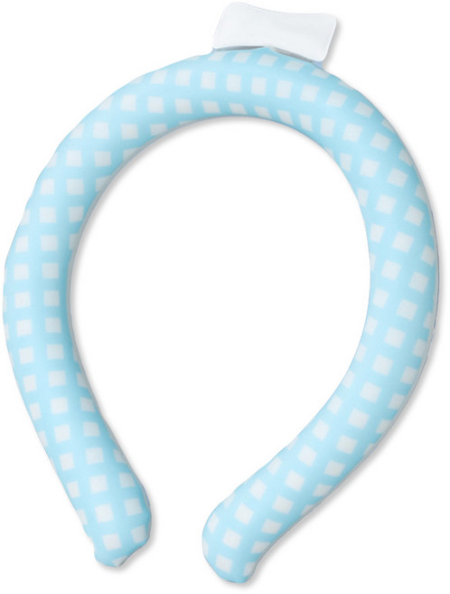 아이스 넥쿨러 여름 쿨 스카프 얼음 목걸이, 체크 블루, 1개