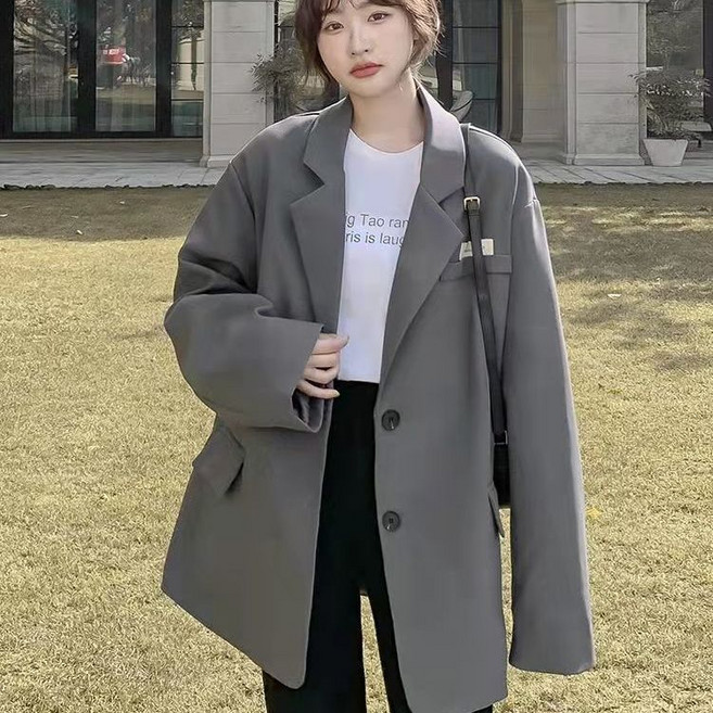 黑色高級感西裝外套 春秋新款顯瘦休閒西服上衣 女學院風氣質