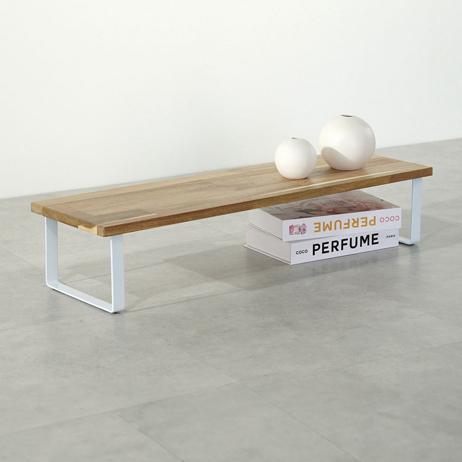 아카시아 원목 나무 받침대, 1단, 화이트