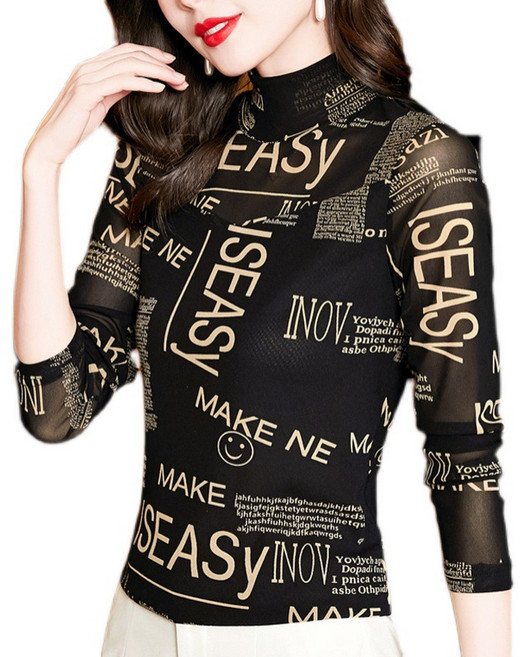 여성용 반폴라 망사 이너 긴팔 상의 라틴 댄스 의상 상의 댄스 상의 뉴타임즈 R635H289