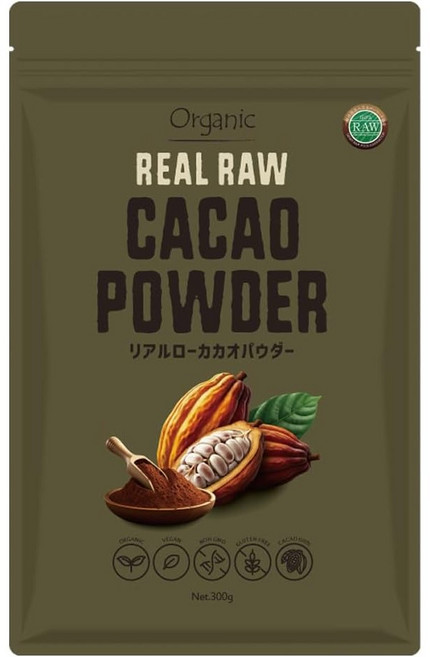 로하스 카카오 파우더 (생) 300g 일본 로푸드 협회 권장품 크리올로종 100% 유기농 JAS 인증 유기농 비알칼리 처리 유전자 조작이 아닌 RAW, 1