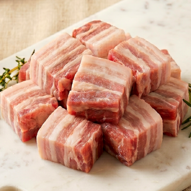 최고기나라 돼지고기 흑돼지 듀록 삼겹살 벽돌 한입 큐브삼겹살 2kg, 1개
