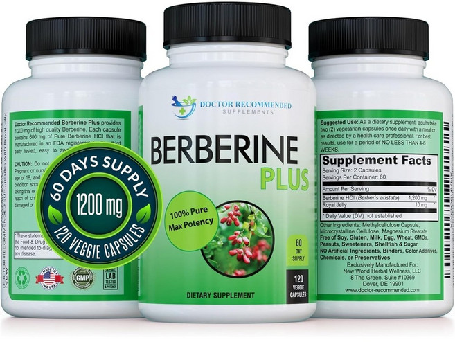 베르베린 HCL 로열 젤리 1200mg 120캡슐 고함량 고용량 미국산 Berberine, 1개, 120정