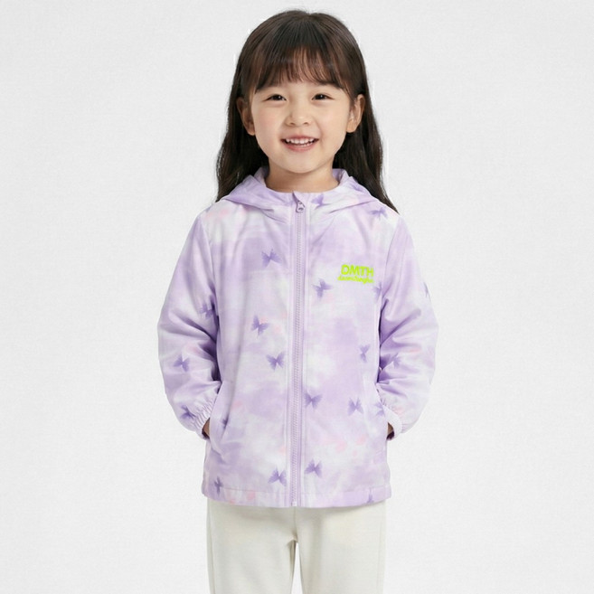 지디오 키즈 여아 바람막이 점퍼 나비 후드 집업 자켓 봄 경량 아우터