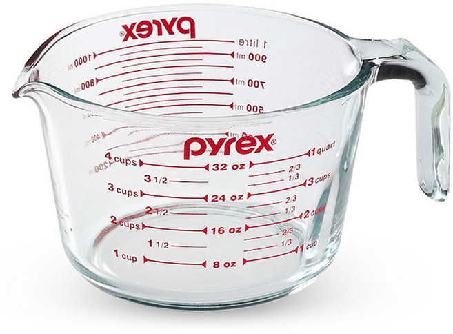 파이렉스 내열강화유리 계량컵, 투명, 1L, 1개