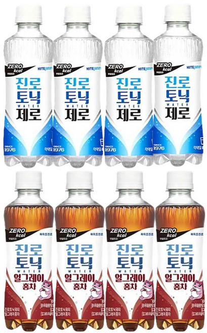 하이트진로 토닉워터 제로 300ml 2종 혼합 4개씩 (제로기본+얼그레이홍차)