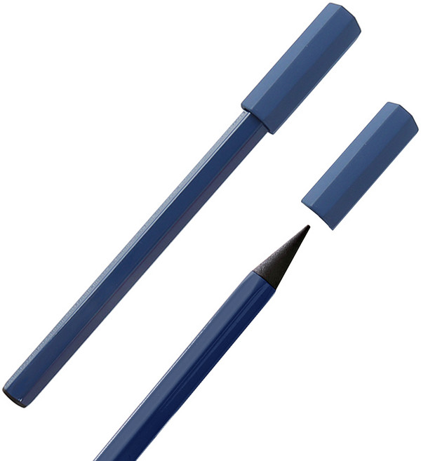 깎지 않는 연필 자이 탄소펜 보호캡 연필형 무한연필, Tan Blue