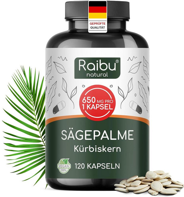 독일 라이부 Raibu Saw Palmetto Extract 쏘팔메토 추출물 650mg 캡슐, 6개, 120정