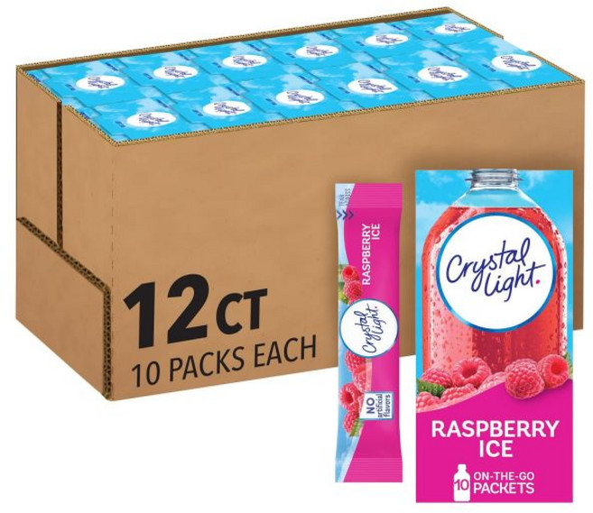 Crystal Light 아이스티 에이드 원액 분말 가루 크리스탈 라이트 복숭아 망고 녹차 자연 향료 음료 믹스 60개입 팩 12개 캔스터의 5피처 패킷
