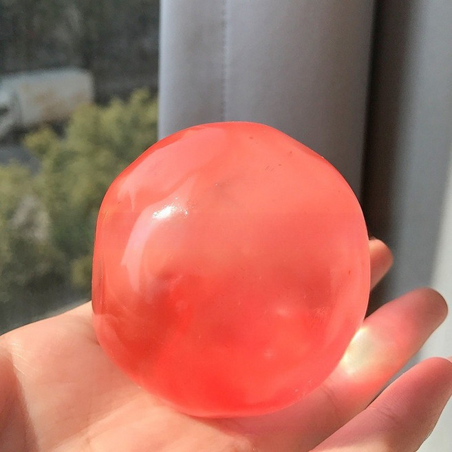 반투명 크리스탈 스트레스해소볼 코코넛 오일 말랑이 스퀴시 장난감(느린 회복 부드러운 스트레스 볼), 산호 레드