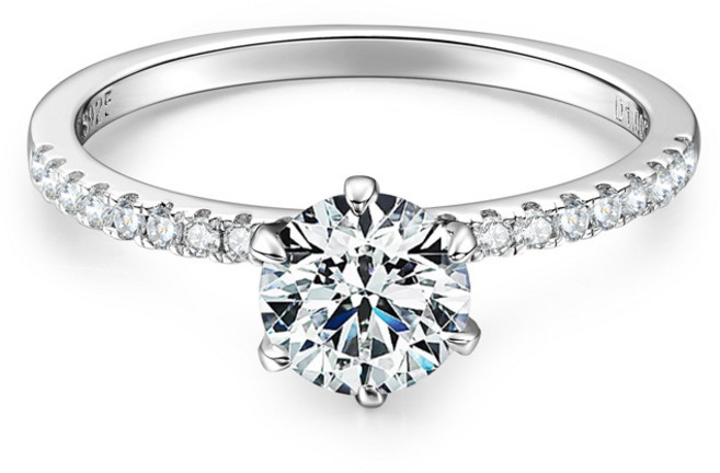 莫桑石鑽戒 1克拉 簡約閃耀款