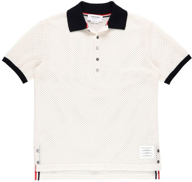 톰 브라운 반소매 골지 커프 폴로 셔츠