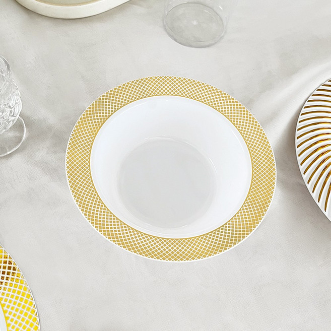 로얄 클래식 골드 14cm 샐러드볼 다회용 플라스틱 접시, 1개, 10개입