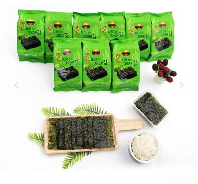 VB 광천김 녹차 재래김 도시락김9P, 1개, 1g