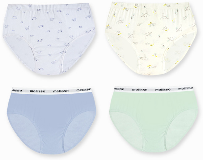 멜리스 CM미니디노 남아용 삼각팬티 4종세트 코튼모달스판 유아동 주니어 속옷