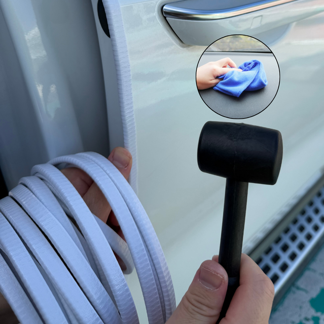 미르엘 문콕방지 자동차 도어가드 고무망치 세트 차량 풍절음, 1세트, R99679W(화이트 무광10M+고무망치)