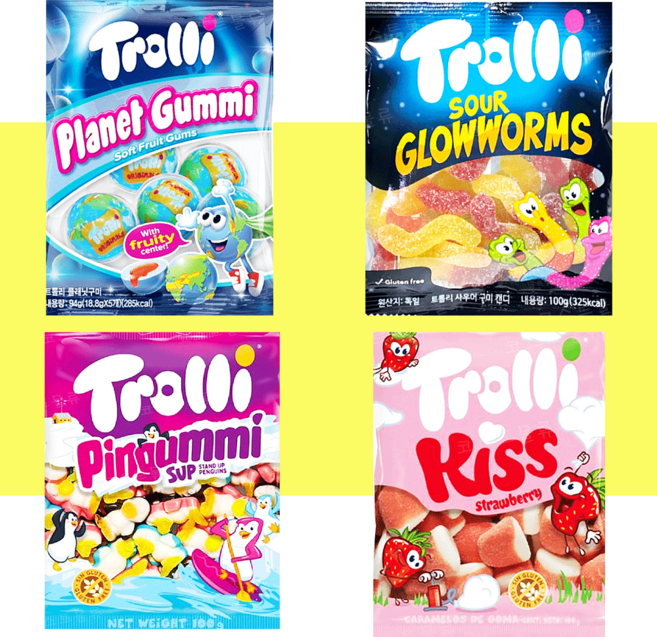 트롤리 젤리 세트 지구 키스 사우어 핑구미 마켓스토리 압축 코인 티슈 추가 구성, 1세트, 396g