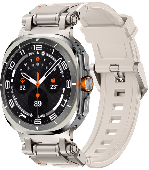 삼성 갤럭시워치7/8 울트라 2025 호환 TPU 스트랩 타타늄 커넥터 익스플로러 디자인 47mm 스타라이트, 별빛-티타늄색, 1개