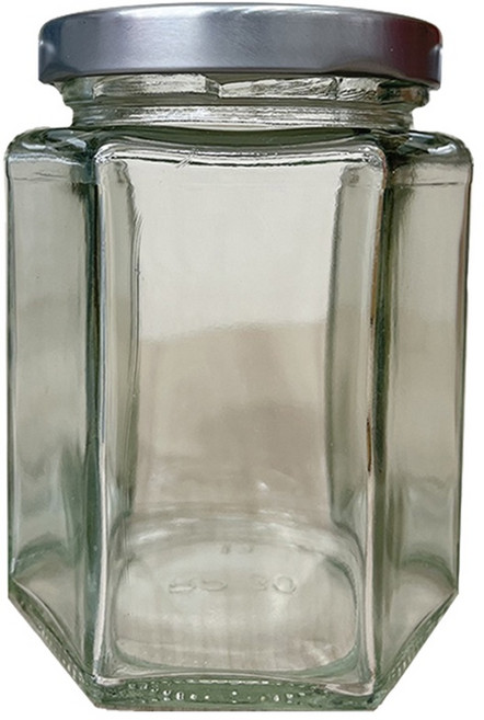 MIT台灣製造 六角果醬瓶 250cc 收納罐 玻璃瓶, 1個, 六角果醬瓶(銀蓋)