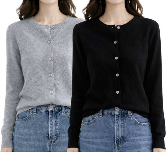 벨로에 여성 봄 카디건 라운드넥 단추 니트 데일리 가디건 2종 세트