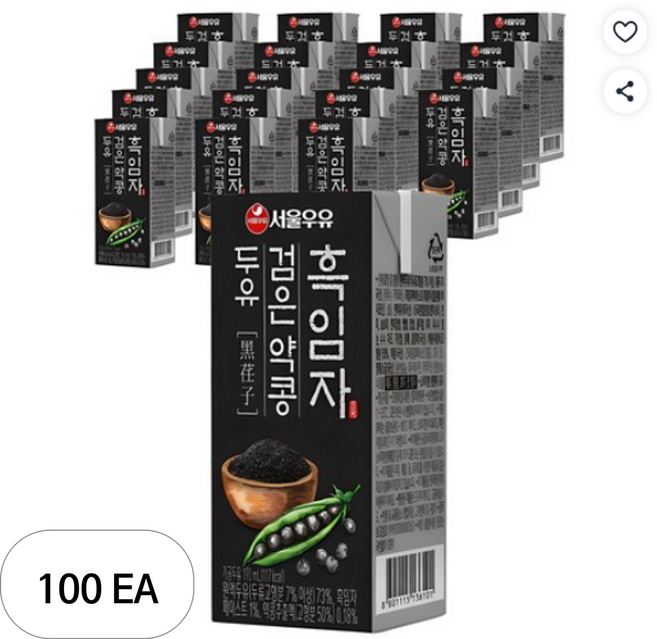 서울우유 흑임자 검은 약콩 두유, 190ml, 100개