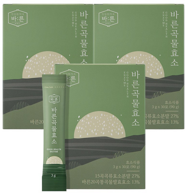 바른 국내산 저분자 발효 곡물효소, 90g, 3박스