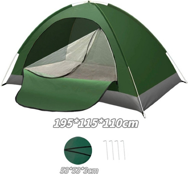 원터치 텐트 캠핑 그늘막 텐트 캠핑 텐트 휴대하기 쉽고 수납이 간편하며, 1~2명 (195*115*110cm), 그린