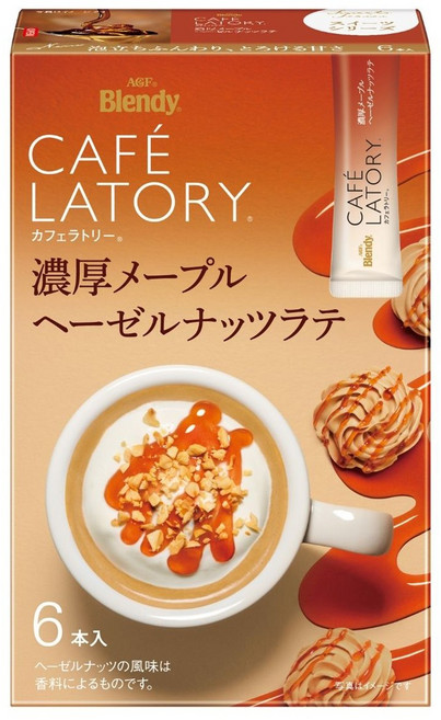 AGF Blendy Cafe Latory濃郁楓榛果拿鐵沖泡粉, 1盒, 6條, 10.6g