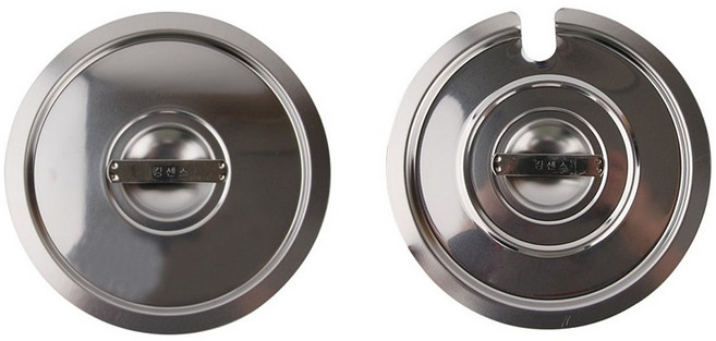 국산 BMP 스텐 원형 뚜껑 노칭커버 스텐 소스통 뼈통 보관 뚜껑 업소용 주방용품, 1호, 구멍없음(무), 1개