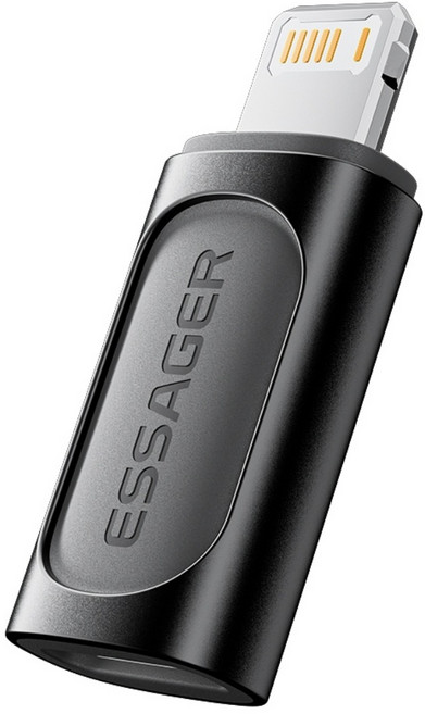 Essager 라이트닝/8핀 to C타입 to 라이트닝/8핀 OTG 변환 젠더, C타입 to 라이트닝에 적용하다/1개, 블랙, 1개