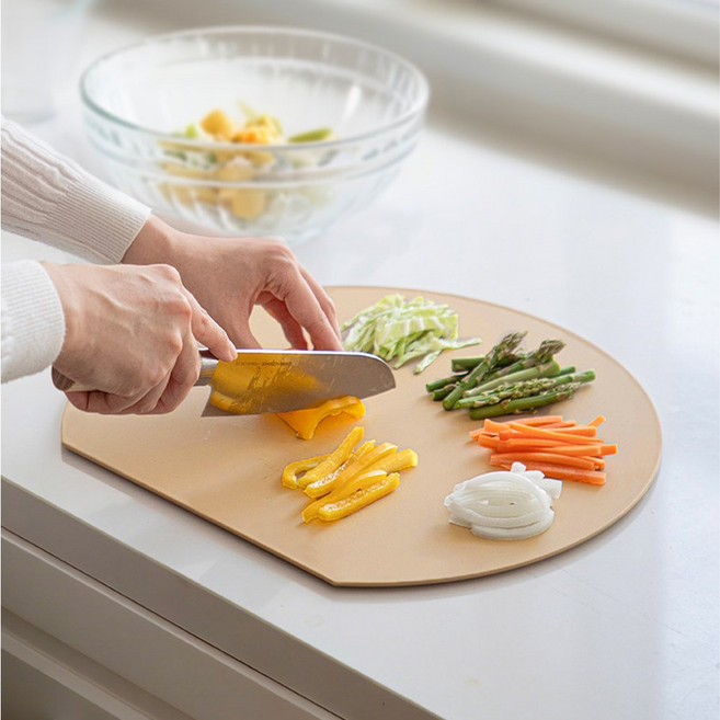 하루꿈 프리미엄 TPU 양면 도마 D자형 칼집 나지 않는 안심 도마, 1개, 옐로우