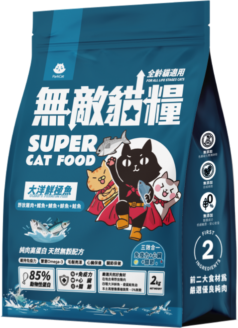 PARK CAT 無敵貓糧蜂王乳霸王雞 貓飼料, 海鮮, 2kg, 1個