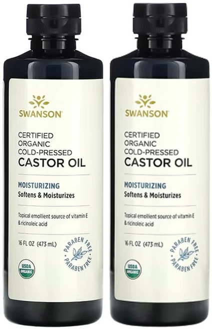 스완슨 유기농 인증 냉압착 캐스터오일 473ml(16fl oz), 2개, 473ml - 쿠팡