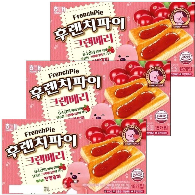 (NEW신상) 후렌치파이 크랜베리, 3개, 192g