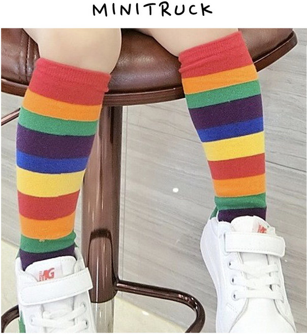 미니트럭 유아동 아기 봄 레인보우 반스타킹 레깅스 양말 1-6세용