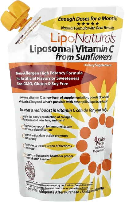 Lipo Naturals 해바라기 추출 리포소말 비타민C 443ml(15oz), LipoNaturals해바라기추출리포소말비타민C443m, 1개 - 쿠팡