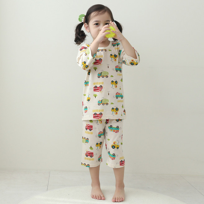 잼베이비 밤부코튼 7부상하 소프트 탁월한 부드러움 편안하고 가벼운 유아동 실내복 아기잠옷