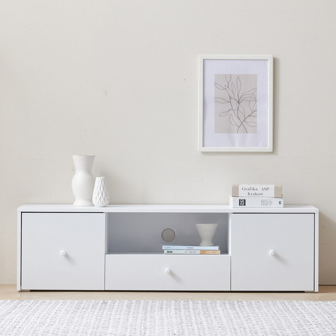 [국내제작 완제품] 바로방가구 비엔나2 티비다이 1200 거실장 예쁜 거실 장식장 TV장, 화이트