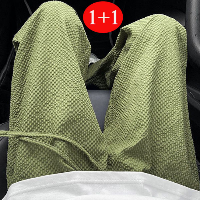 FINE ART 1+1 남자 시어서커 와이드팬츠 빅사이즈 아이스 바지 쿨링 팬츠 얇은 밴딩바지 냉감 트레이닝바지