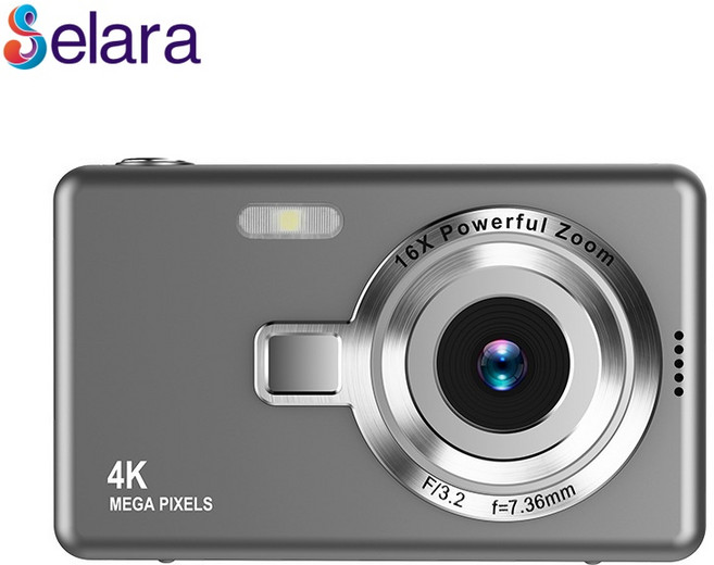 Selara 빈티지 디지털카메라 카메라 CCD 고화질 여행용컴팩트카메라, GD-그레이