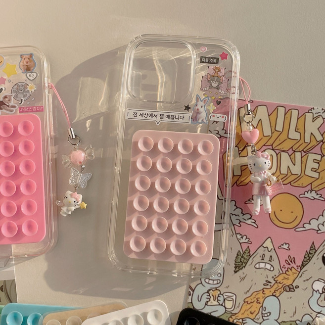 미끄럼 방지 핸드폰 실리콘 흡착 패드 문어 빨판 (7color), 1개, 베이비핑크