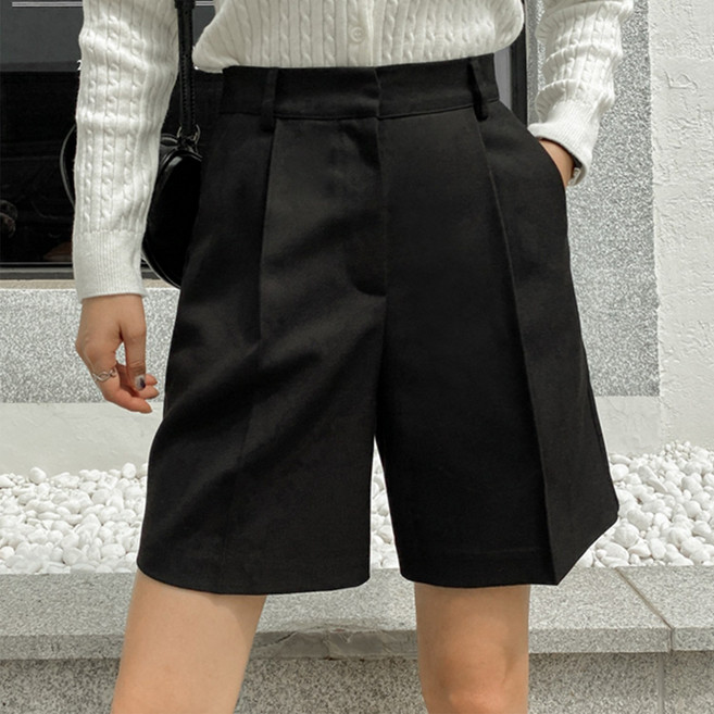 화이트폭스 여성용 하이웨스트 사이드지퍼 핀턱 슬랙스