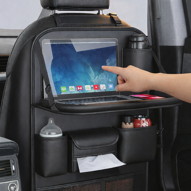 데일리함 접이테이블 멀티수납 차량수납포켓, 블랙, 1개