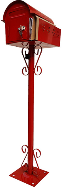 실외용 잡지꽂이부착형 스탠드 우체통, 라운드잡지꽂이부착형우체통, 적색