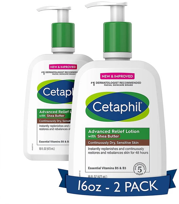 Cetaphil Advanced Relief Lotion with Shea Butter 세타필 어드벤스 릴리프 로션 시어 버터 473ml 2팩, 1개 - 쿠팡