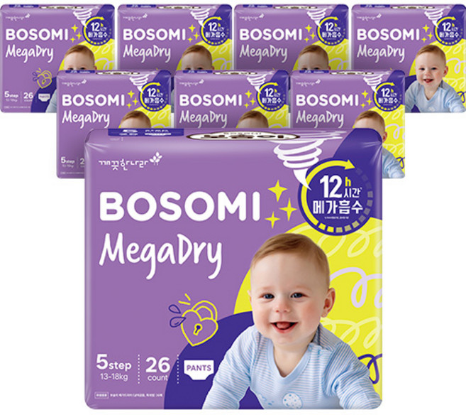 보솜이 메가드라이 팬티형 기저귀 공용, 5단계, 208매