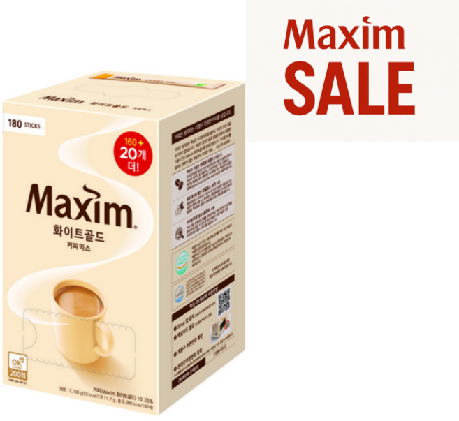 맥심 화이트골드 커피믹스 180T, 180T x 1개, 1박스, 180개입
