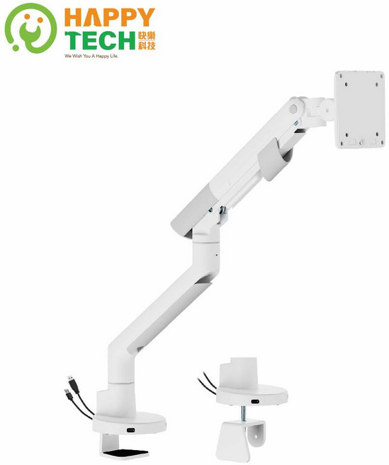 HAPPY TECH T100-12U 氣壓式螢幕支架, 1個, 白色, 白色